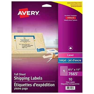 Avery Full Sheet Shipping Labels (7665) - 10 Labels