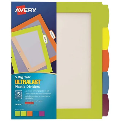 Intercalaires en plastique Big Tab UltraLast d'Avery (24900)