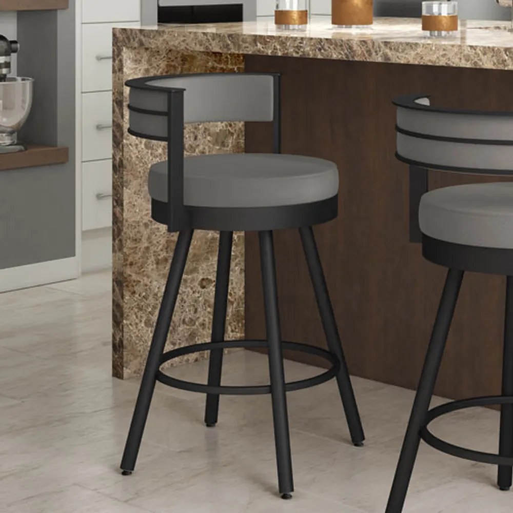 Tabouret de bar moderne à hauteur de bar Eller - Gris taupe/Noir
