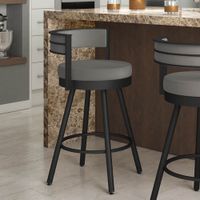 Eller Modern Bar Height Barstool - Taupe Grey/Black