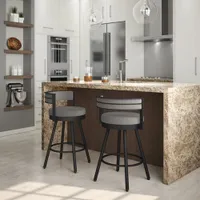 Tabouret de bar moderne à hauteur de bar Eller - Gris taupe/Noir