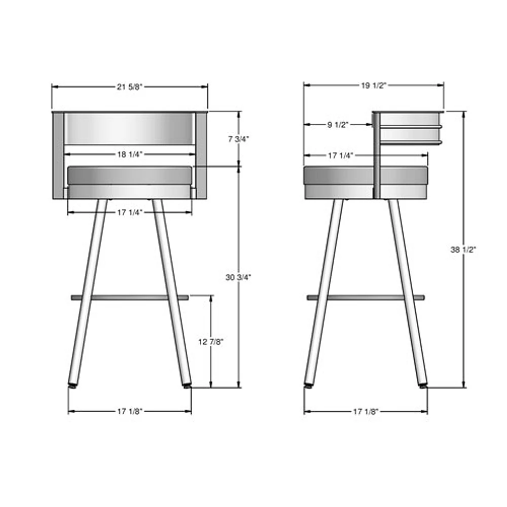 Eller Modern Bar Height Barstool - Taupe Grey/Black