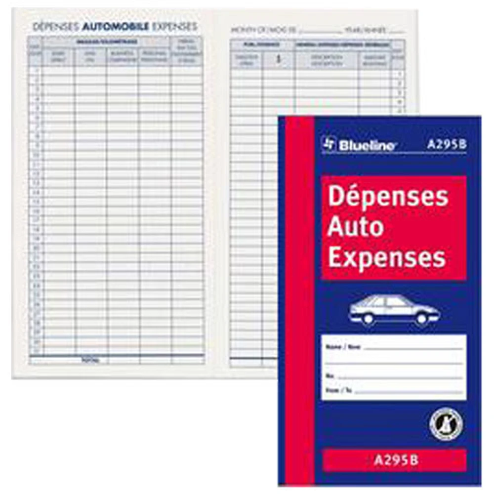 Carnet bilingue de dépenses auto de Blueline (A295B) - 32 feuilles