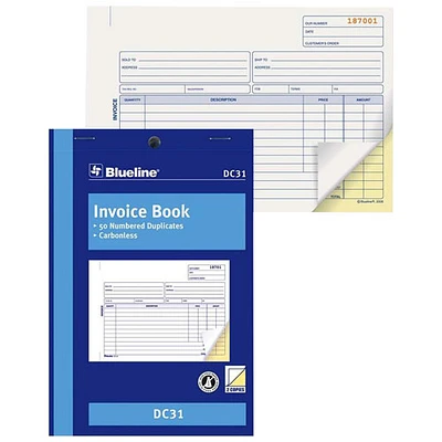 Blueline Invoice Book (DC31) - 50 Sheet - 2 Part