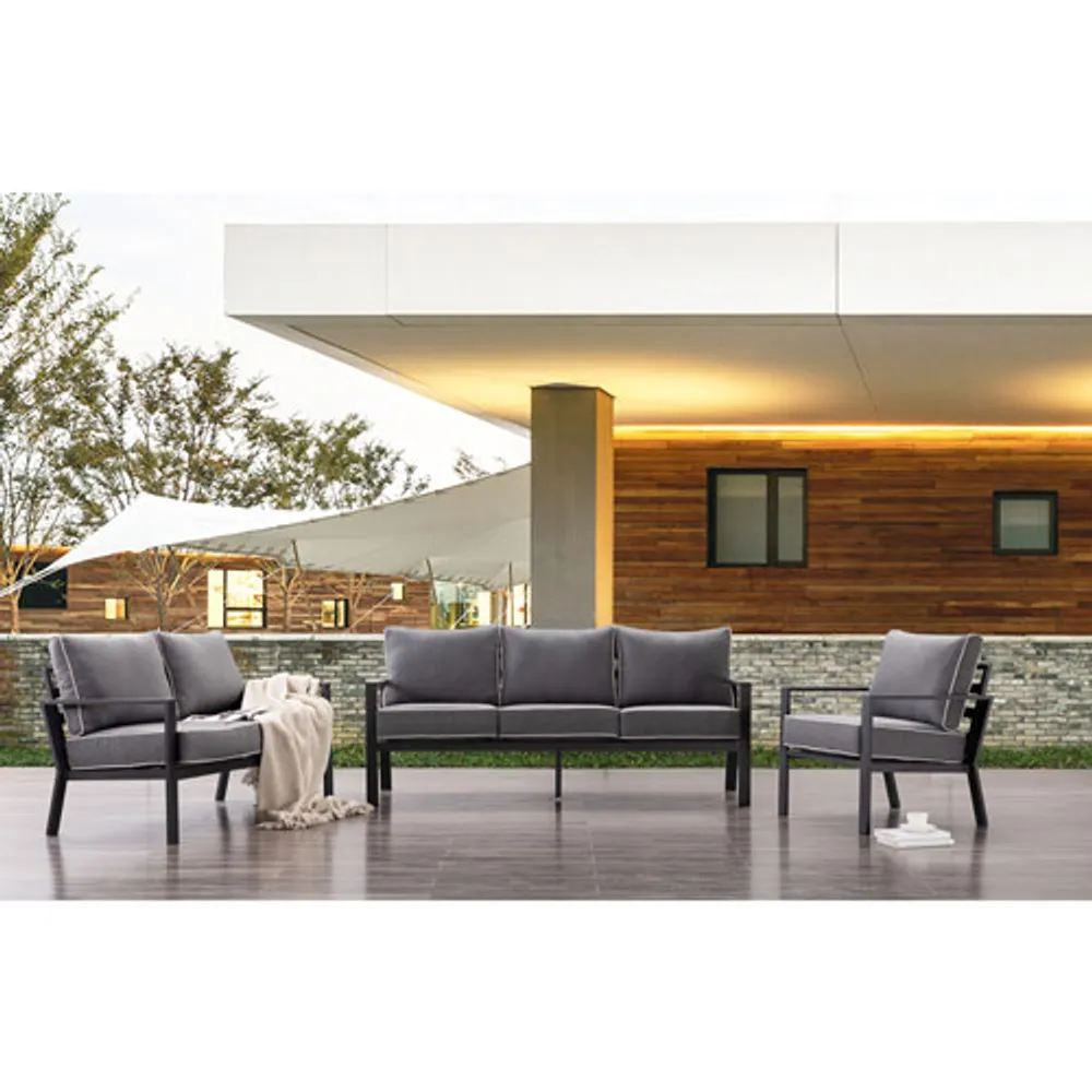 Portofino Powder Coated Aluminum Patio Loveseat - Grey