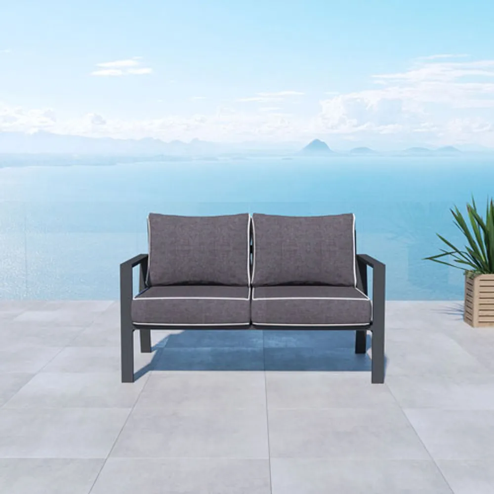 Causeuse de patio en aluminium au fini pulvérisé Portofino - Gris