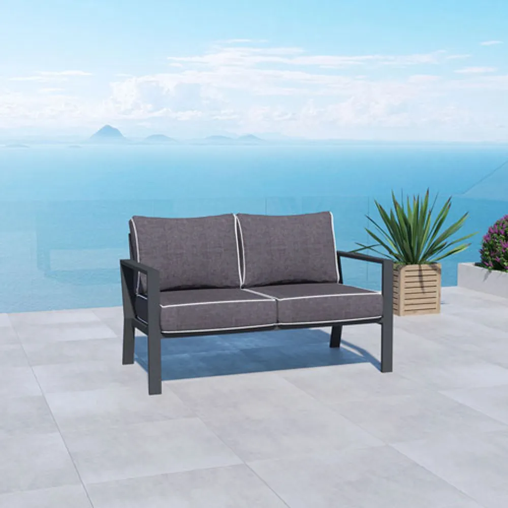 Causeuse de patio en aluminium au fini pulvérisé Portofino - Gris