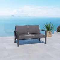 Portofino Powder Coated Aluminum Patio Loveseat - Grey