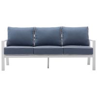 Portofino Powder Coated Aluminum Patio Sofa - White/Blue