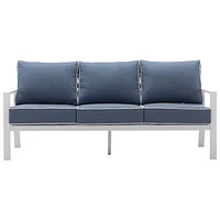 Portofino Powder Coated Aluminum Patio Sofa - White/Blue