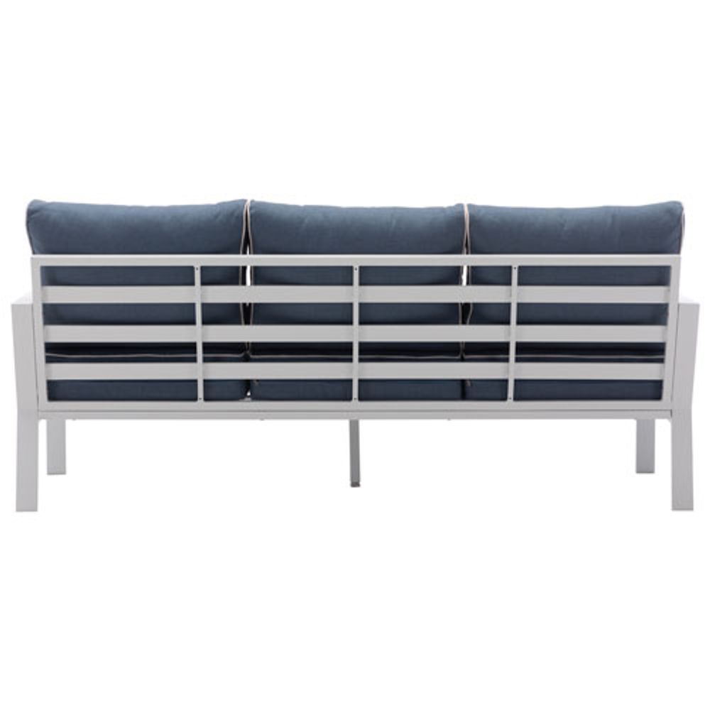 Portofino Powder Coated Aluminum Patio Sofa - White/Blue