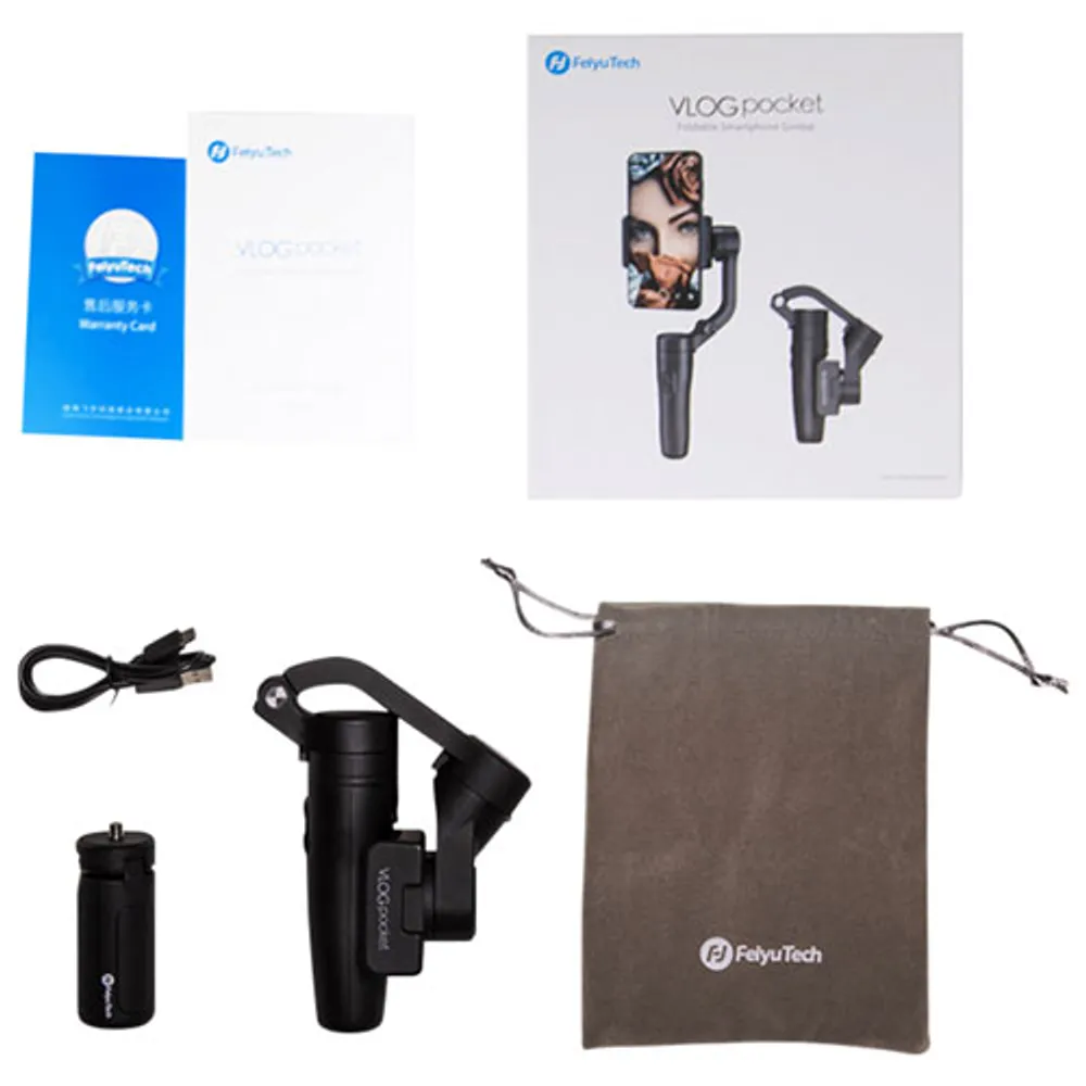 Stabilisateur à cardan VLOG Pocket de Feiyu Tech pour téléphone intelligent - Noir