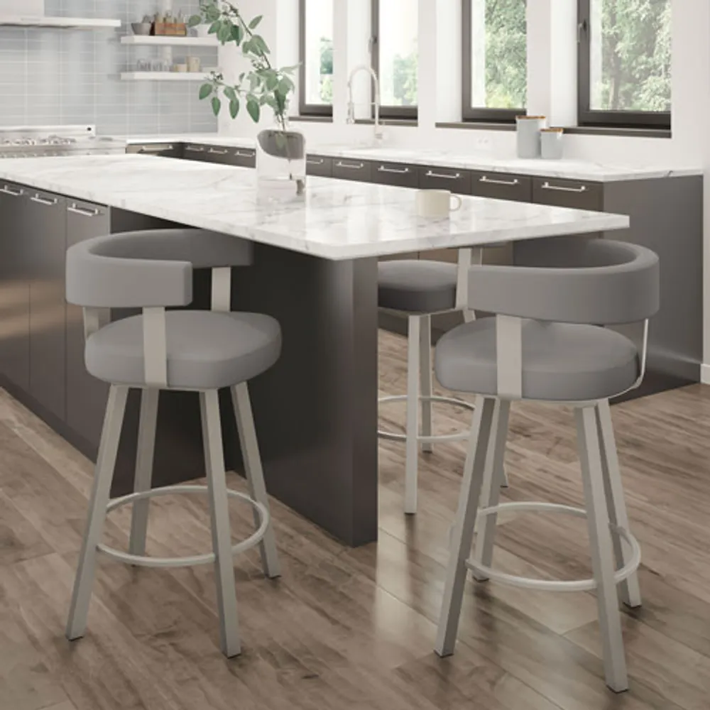 Parker Contemporary Bar Height Barstool - Taupe Grey/Grey