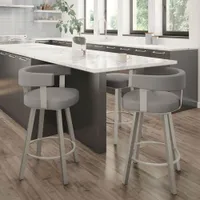 Parker Contemporary Bar Height Barstool - Taupe Grey/Grey