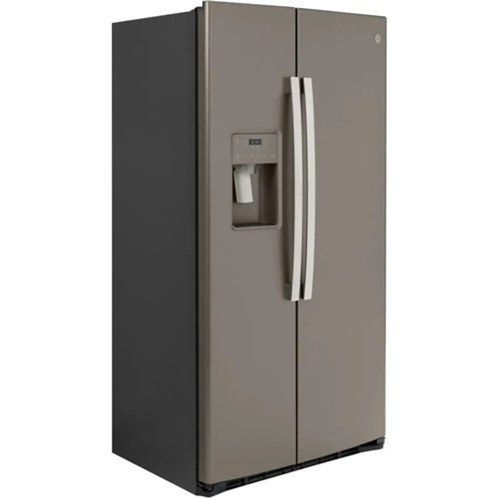 GE 36" 21.8 Cu. Ft. Side-By-Side Refrigerator with Water & Ice Dispenser (GZS22IMNES) - Slate