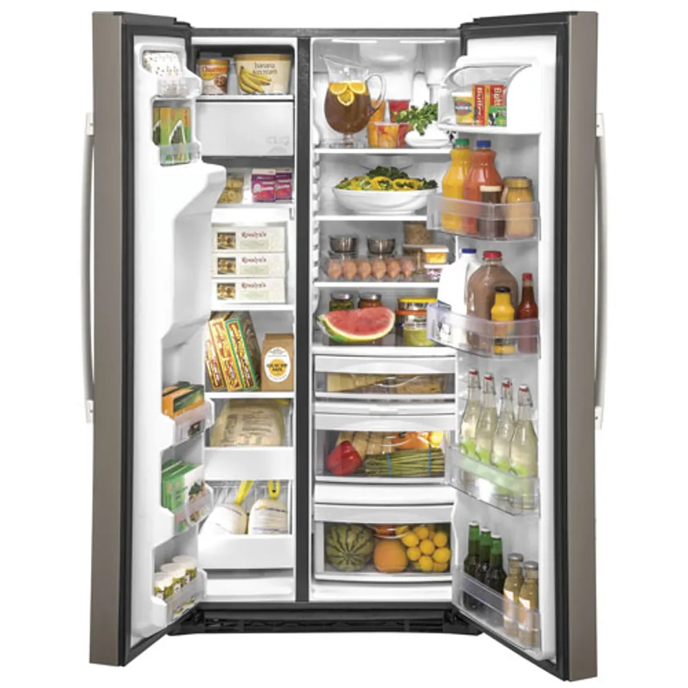 GE 36" 21.8 Cu. Ft. Side-By-Side Refrigerator with Water & Ice Dispenser (GZS22IMNES) - Slate