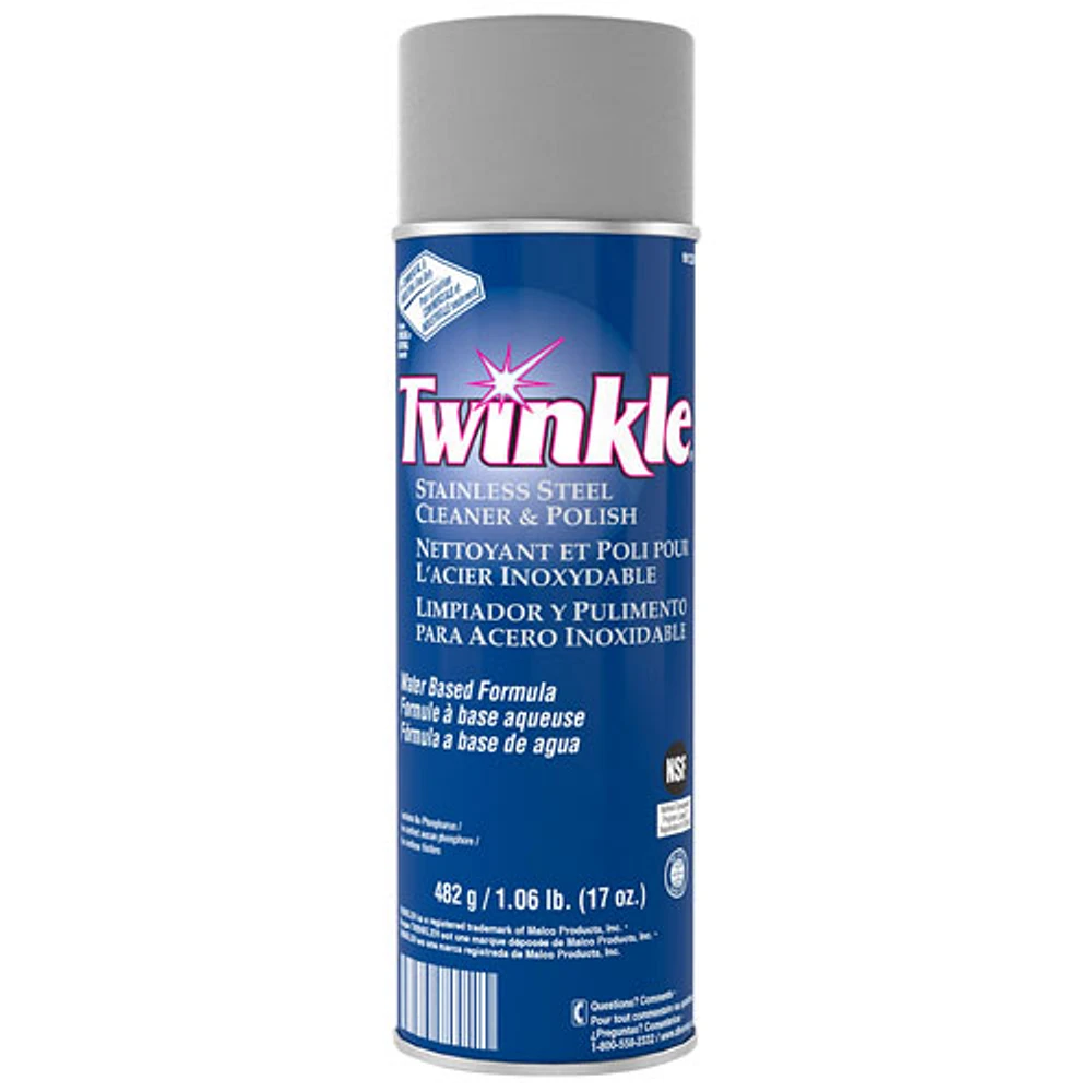 Twinkle Stainless Steel Cleaner/Polish - Aerosol - Lemon Scent - White