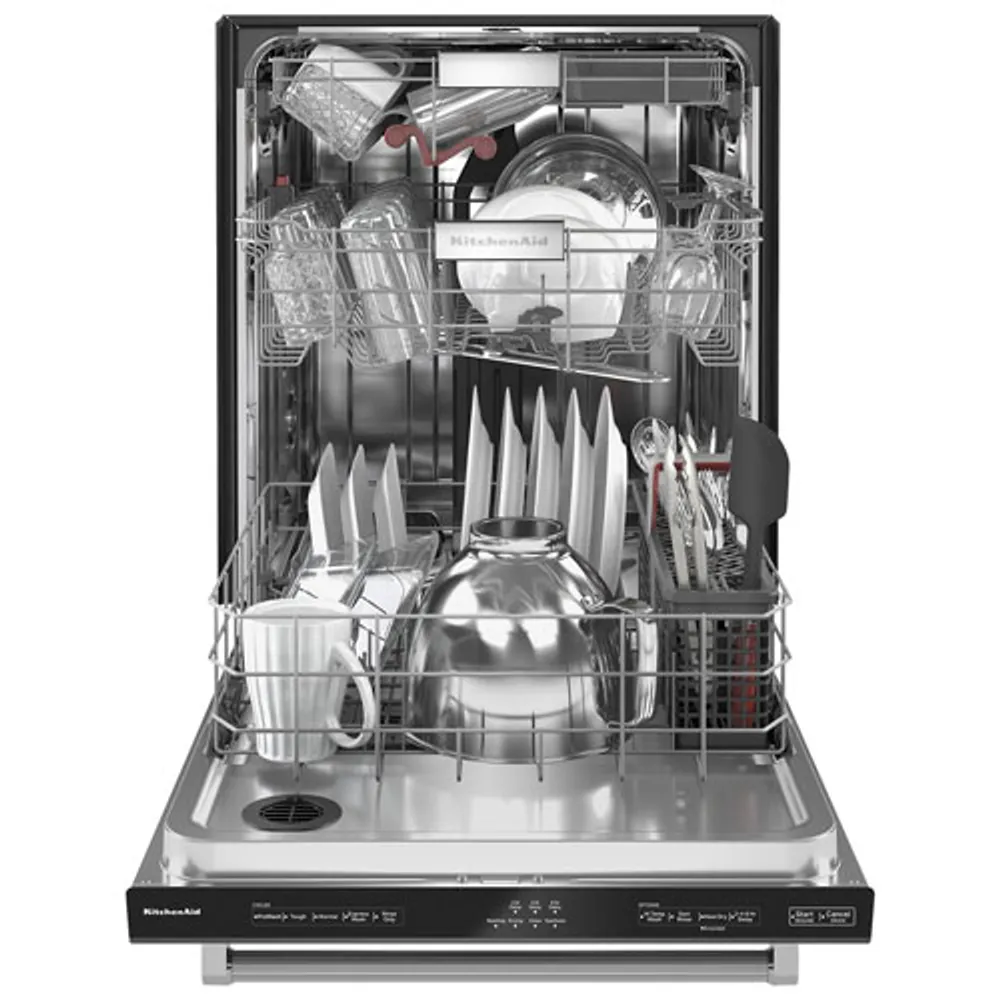 KitchenAid 24" 44dB Built-In Dishwasher with Stainless Steel Tub (KDTM404KBS) - Black Stainless