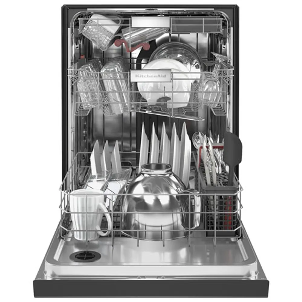 KitchenAid 24" 44dB Built-In Dishwasher with Stainless Steel Tub (KDFM404KBS) - Black Stainless