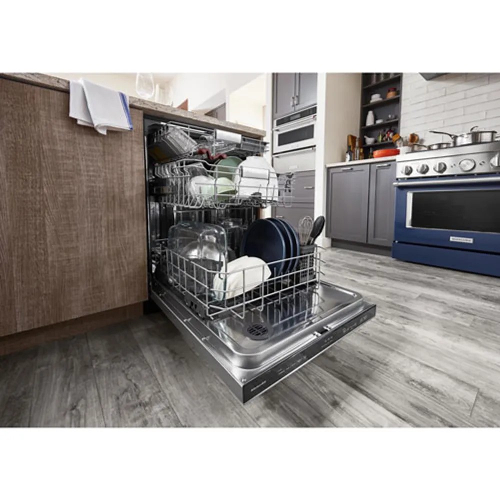 KitchenAid 24" 44dB Built-In Dishwasher with Stainless Steel Tub (KDTM404KPS) - PrintShield Stainless