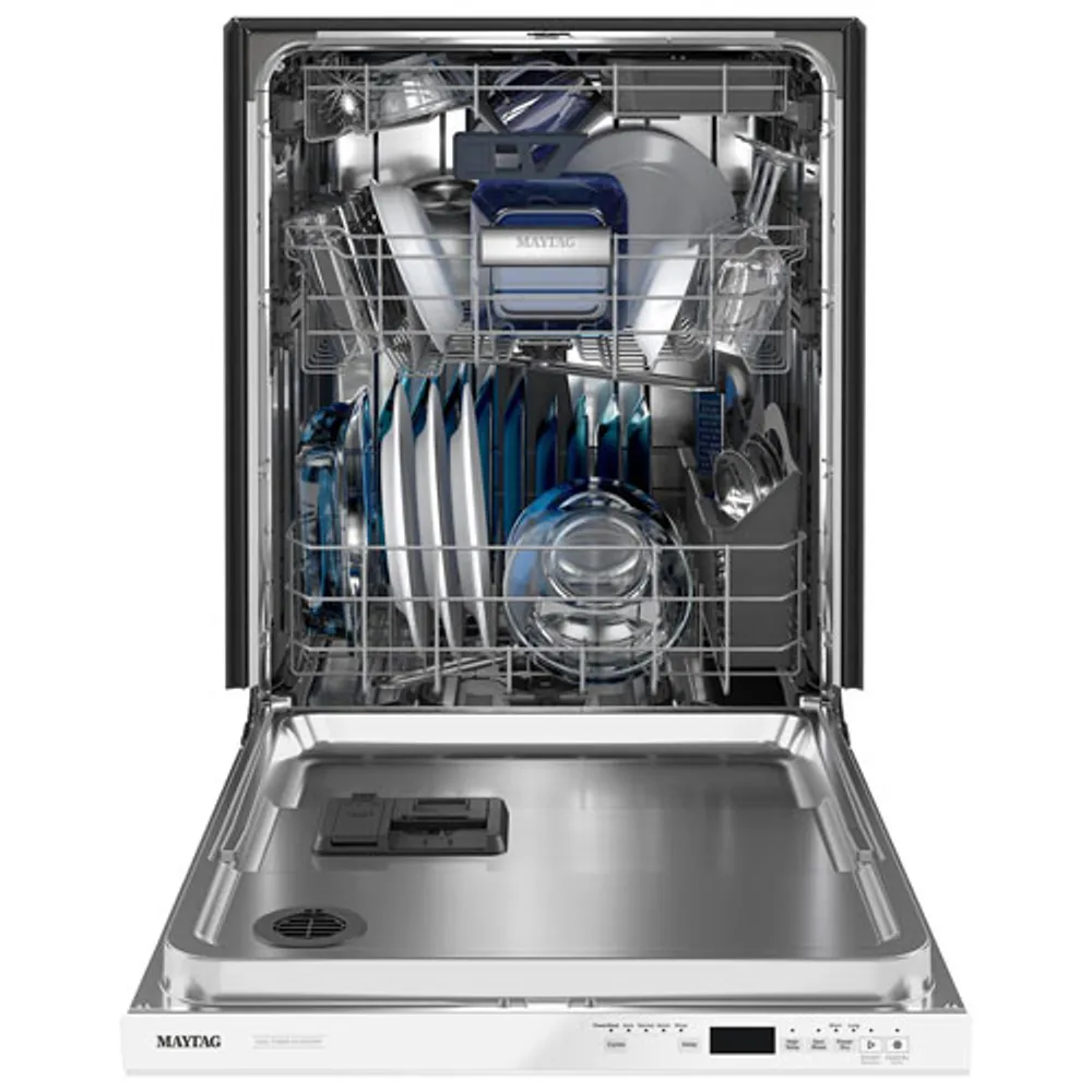 Maytag 24" 47dB Built-In Dishwasher with Stainless Steel Tub & Third Rack (MDB8959SKW) - White