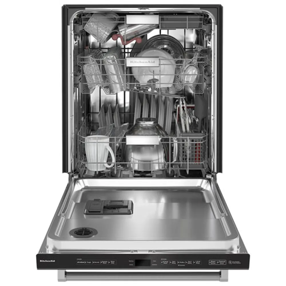 KitchenAid 24" 44dB Built-In Dishwasher with Stainless Steel Tub (KDTM604KBS) - Black Stainless