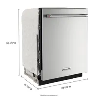 KitchenAid 24" 44dB Built-In Dishwasher with Stainless Steel Tub (KDTM604KPS) - PrintShield Stainless