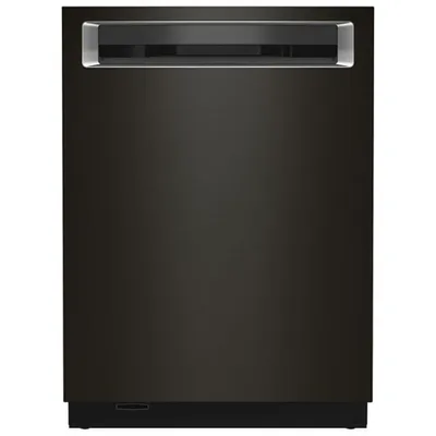 KitchenAid 24" 44dB Built-In Dishwasher with Stainless Steel Tub (KDPM604KBS) - Black Stainless