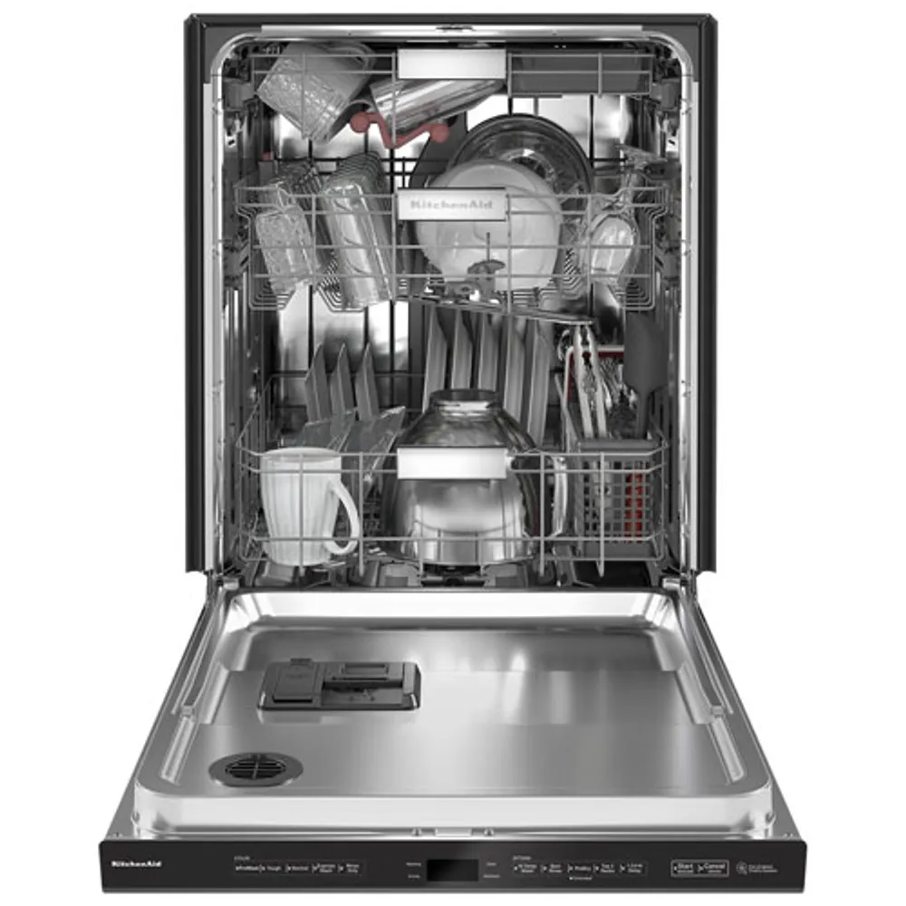 KitchenAid 24" 44dB Built-In Dishwasher with Stainless Steel Tub (KDPM604KBS) - Black Stainless