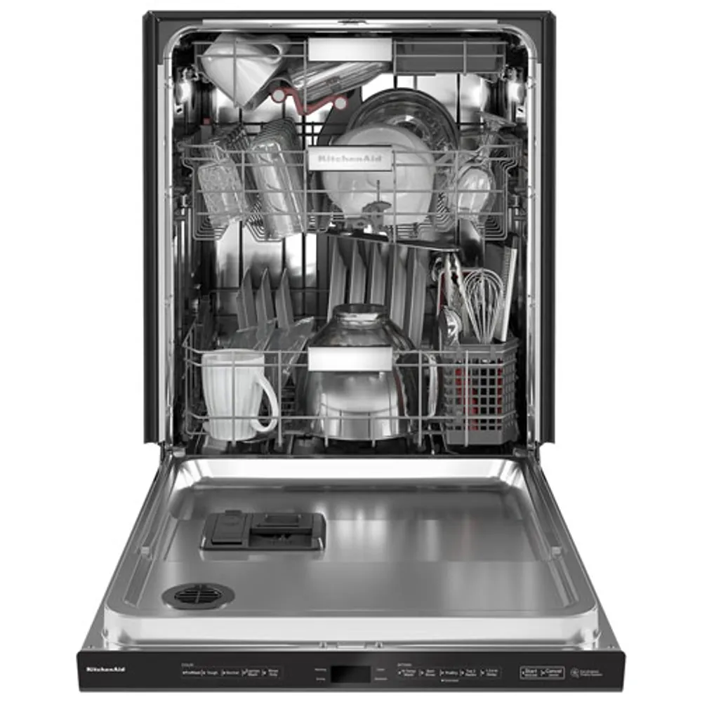 KitchenAid 24" 44dB Built-In Dishwasher with Stainless Steel Tub (KDPM804KBS) - Black Stainless