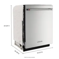 KitchenAid 24" 44dB Built-In Dishwasher with Stainless Steel Tub (KDTM704KPS) - PrintShield Stainless