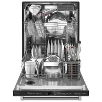 KitchenAid 24" 44dB Built-In Dishwasher with Stainless Steel Tub (KDTM804KBS) - Black Stainless