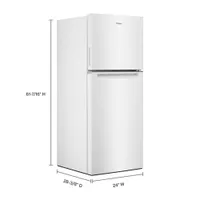 Réfrigérateur à congélateur supérieur 11,6 pi³ 24 po éclairage DEL de Whirlpool (WRT312CZJW) - Blanc