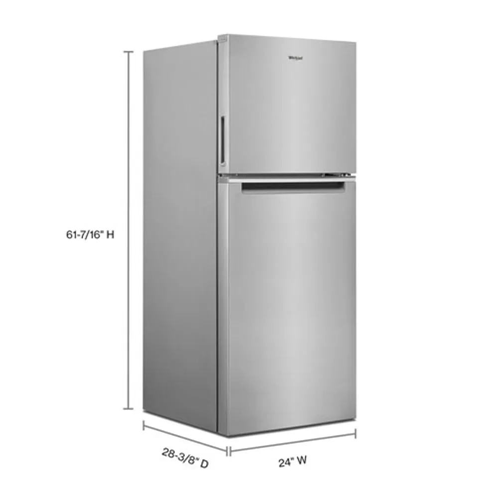 Réfrigérateur à congélateur supérieur 11,6 pi³ 24 po éclairage DEL de Whirlpool (WRT312CZJZ) - Inox