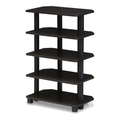 Furinno Turn-N-Tube 5 Tier Wide Shoe Rack White Oak Stainless Steel