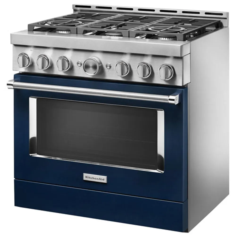 KitchenAid 36" 5.1 Cu. Ft. True Convection 6-Burner Freestanding Gas Range (KFGC506JIB) - Ink Blue