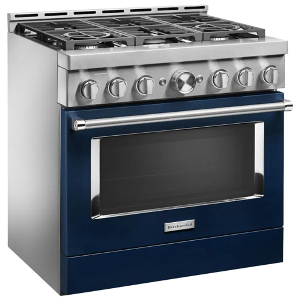 KitchenAid 36" 5.1 Cu. Ft. True Convection 6-Burner Freestanding Gas Range (KFGC506JIB) - Ink Blue