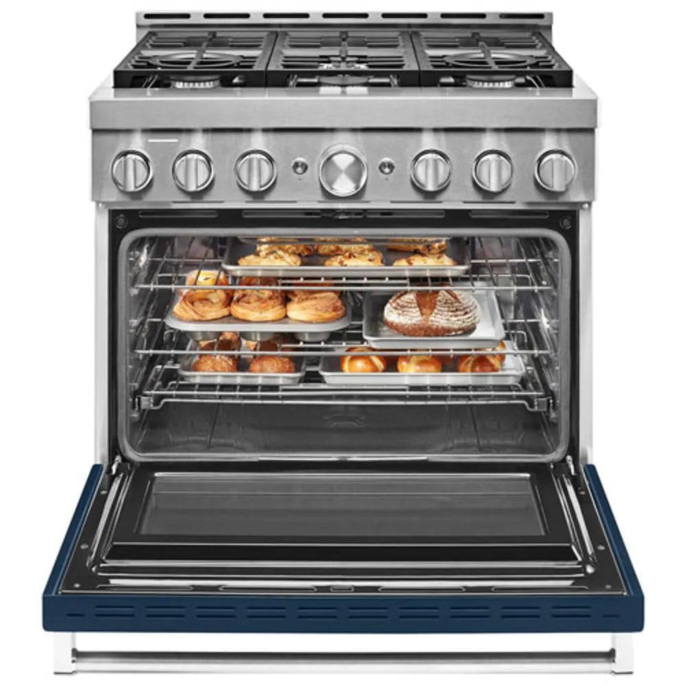 KitchenAid 36" 5.1 Cu. Ft. True Convection 6-Burner Freestanding Gas Range (KFGC506JIB) - Ink Blue