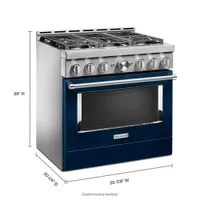 KitchenAid 36" 5.1 Cu. Ft. True Convection 6-Burner Freestanding Gas Range (KFGC506JIB) - Ink Blue