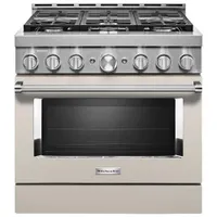 KitchenAid 36" 5.1 Cu. Ft. True Convection 6-Burner Freestanding Gas Range (KFGC506JMH) - Milkshake