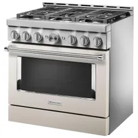 KitchenAid 36" 5.1 Cu. Ft. True Convection 6-Burner Freestanding Gas Range (KFGC506JMH) - Milkshake