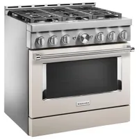 KitchenAid 36" 5.1 Cu. Ft. True Convection 6-Burner Freestanding Gas Range (KFGC506JMH) - Milkshake