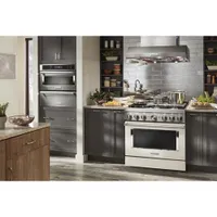 KitchenAid 36" 5.1 Cu. Ft. True Convection 6-Burner Freestanding Gas Range (KFGC506JMH) - Milkshake