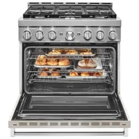 KitchenAid 36" 5.1 Cu. Ft. True Convection 6-Burner Freestanding Gas Range (KFGC506JMH) - Milkshake