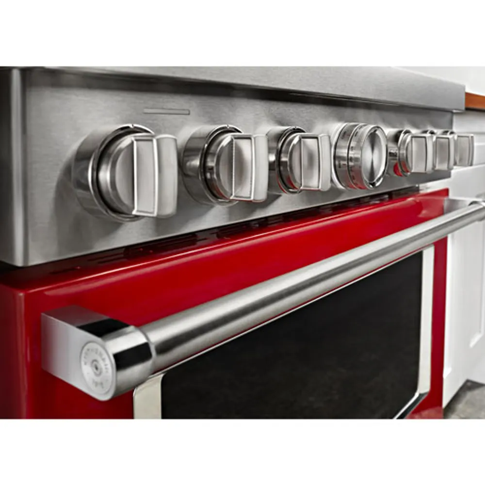 Cuisinière gaz autonome four autonett. conv. vérit. 6 brûleurs 36 po KitchenAid (KFGC506JPA) - Rouge