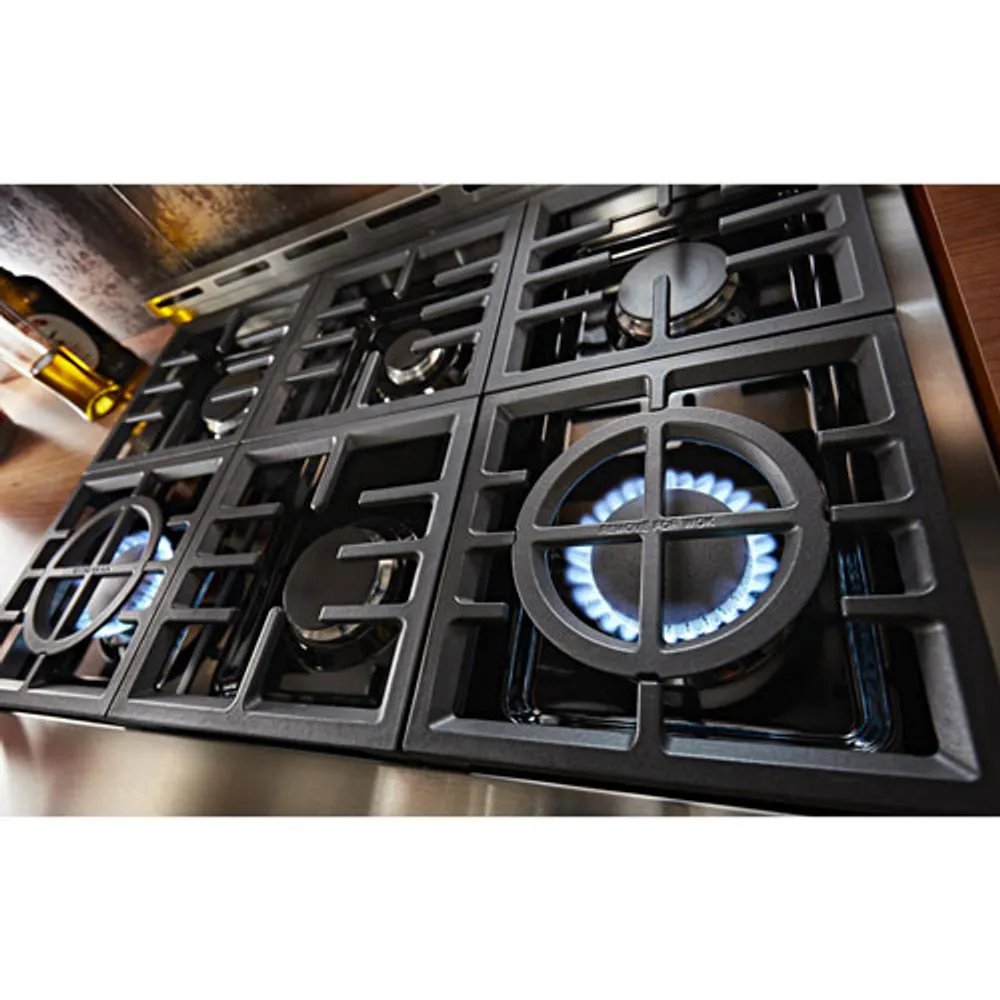 KitchenAid 36" 5.1 Cu. Ft. True Convection 6-Burner Freestanding Gas Range (KFGC506JBK) - Black