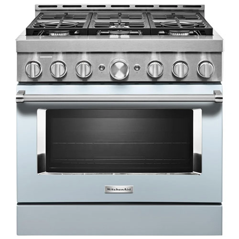 KitchenAid 36" 5.1 Cu. Ft. True Convection 6-Burner Freestanding Gas Range (KFGC506JMB) - Misty Blue