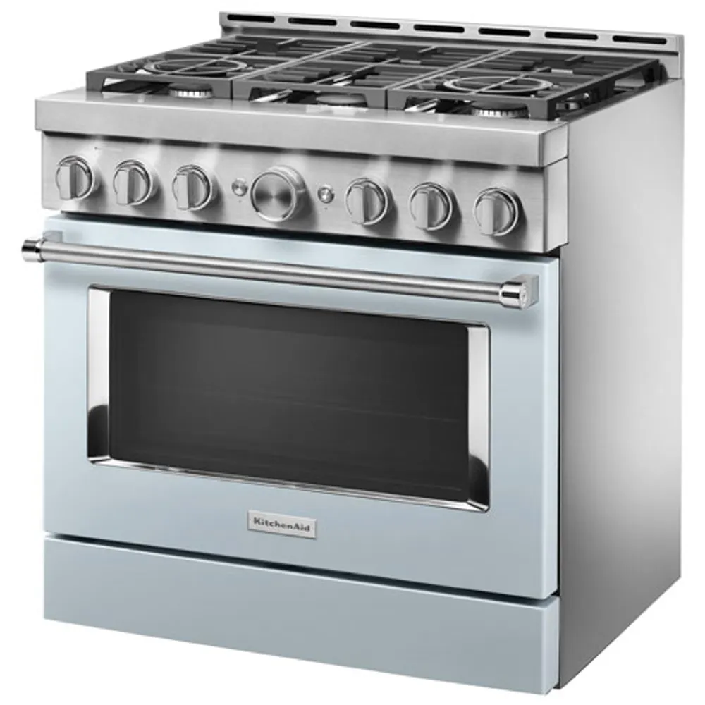 KitchenAid 36" 5.1 Cu. Ft. True Convection 6-Burner Freestanding Gas Range (KFGC506JMB) - Misty Blue