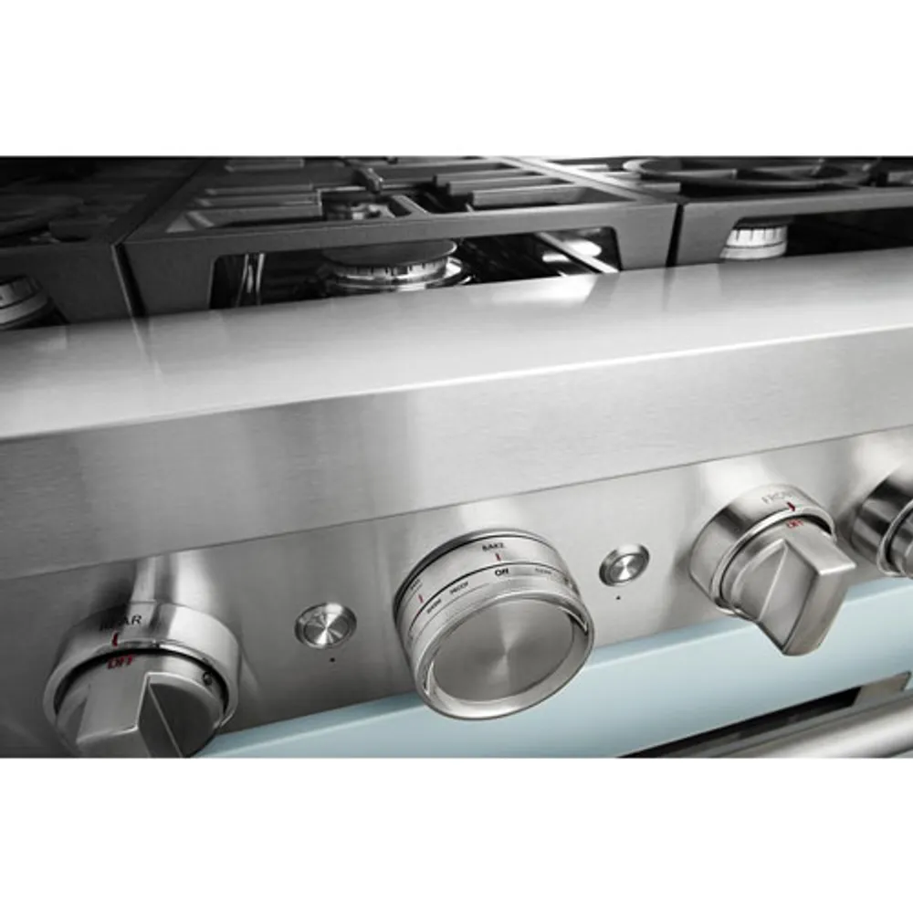 Cuisinière gaz autonome four autonett. conv. vérit. 6 brûleurs 36 po KitchenAid (KFGC506JMB) - Bleu