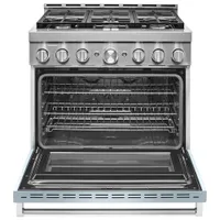 KitchenAid 36" 5.1 Cu. Ft. True Convection 6-Burner Freestanding Gas Range (KFGC506JMB) - Misty Blue